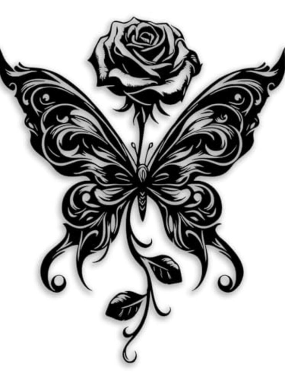 BRAND NEW Butterfly Rose Flower Metal Wall Decor